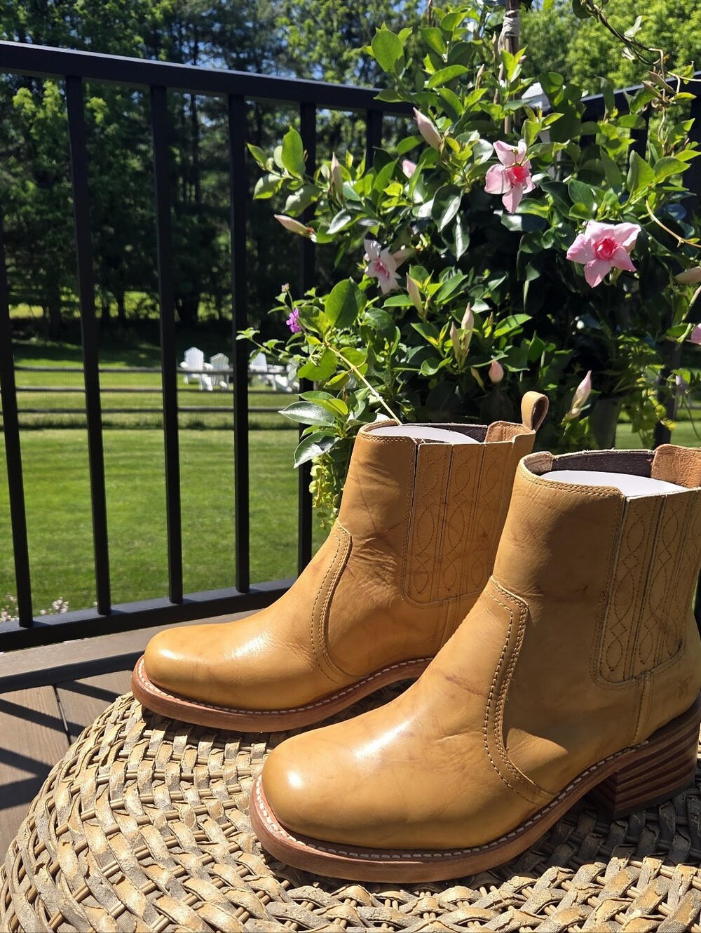 Anthropologie FRYE Campus 14L Women's Boots Leather Tan Banana NEW - Picture 5 of 15